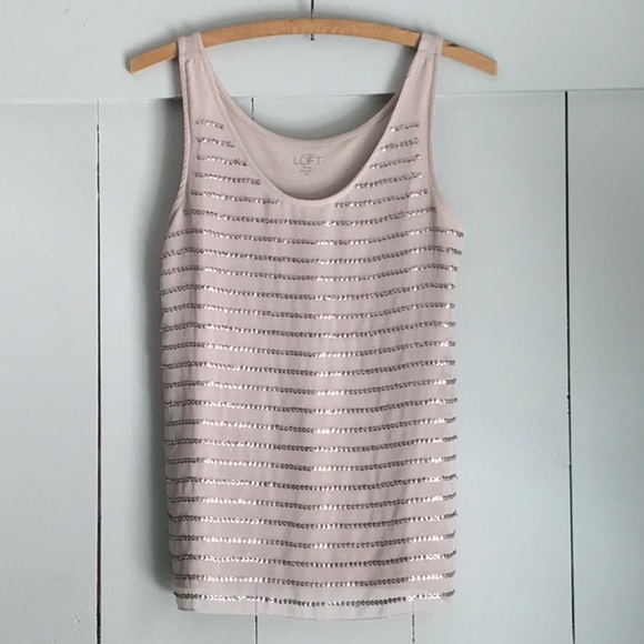 LOFT Tops - Loft tank with sheer sequin stripe layer XSP